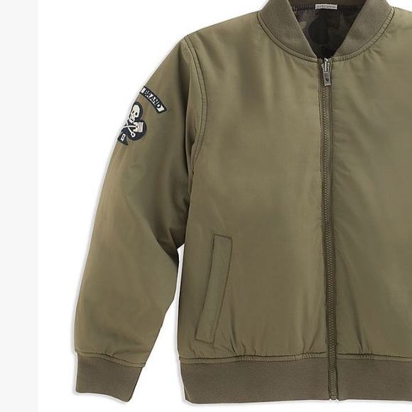 Lucky Brand-Olive-reversible jacket. Boys L-Outer army green and inside camo-NWT - Picture 2 of 9